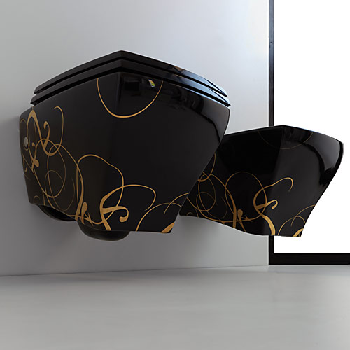 Sanitari decorati : sanitari bagno sospesi jazz nero decoro ...