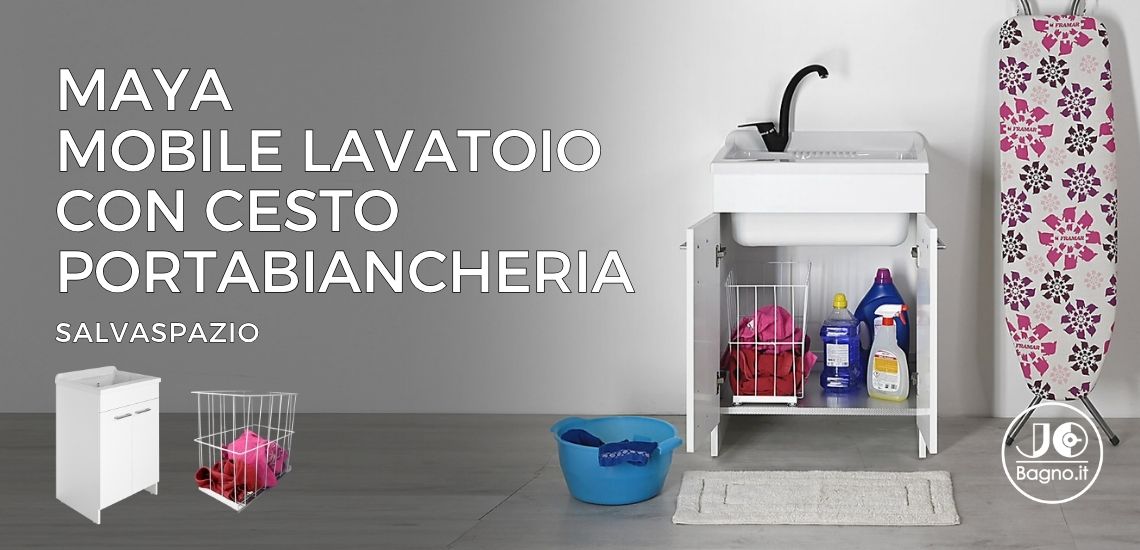 mobile lavatoio con portabiancheria MAYA