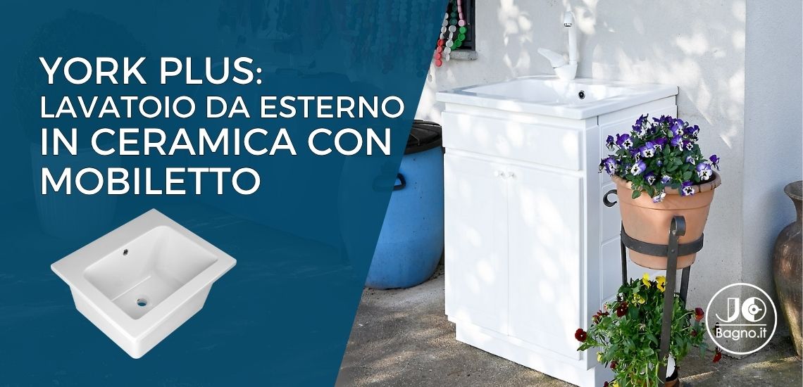 Lavatoio da esterno in ceramica con mobile