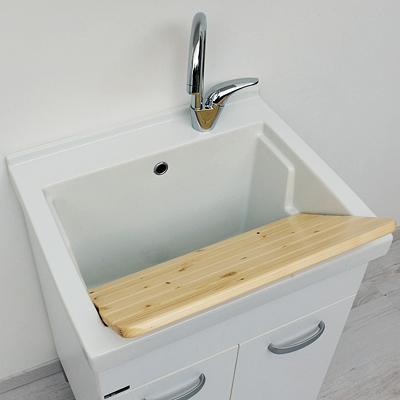 006301 - Mobile bagno sospeso 90 cm base doppio cassettone e lavabo CUBE2  Quercia Bianco 