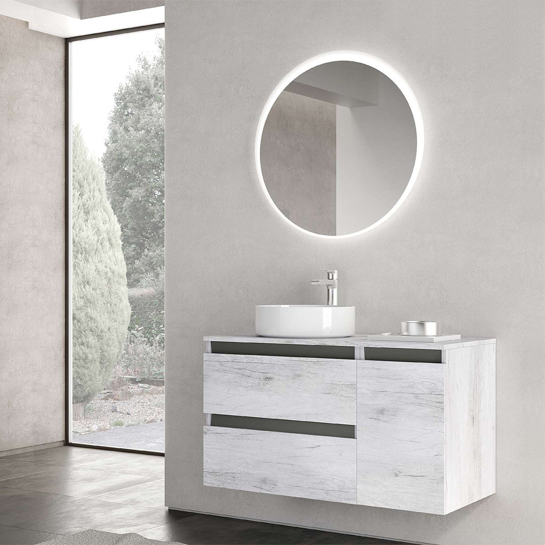 Mobile Bagno 70 cm Sospeso Bianco 2 Cassetti per Lavabo da Appoggio