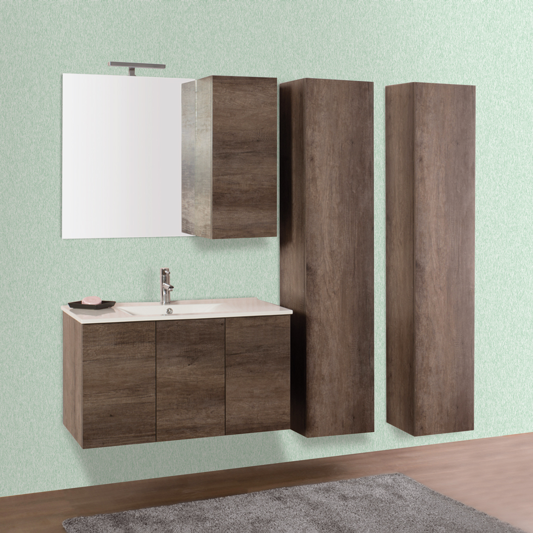 Arredo bagno sospeso Klara 90 con ante e colonne bagno in oferta