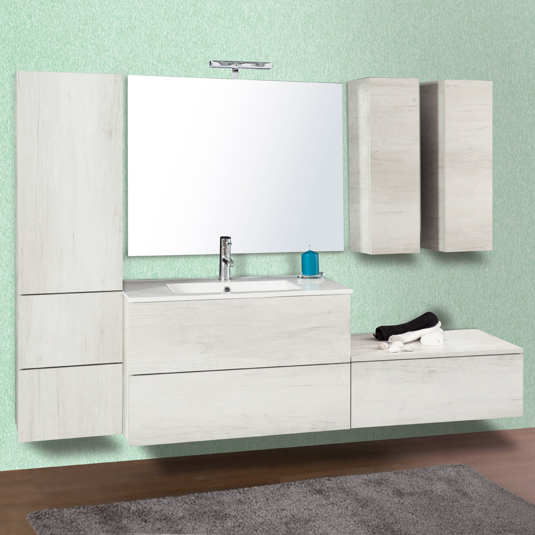 Mobile bagno sospeso 80 incluso di lavabo Klara in composizione fino a 150  cm