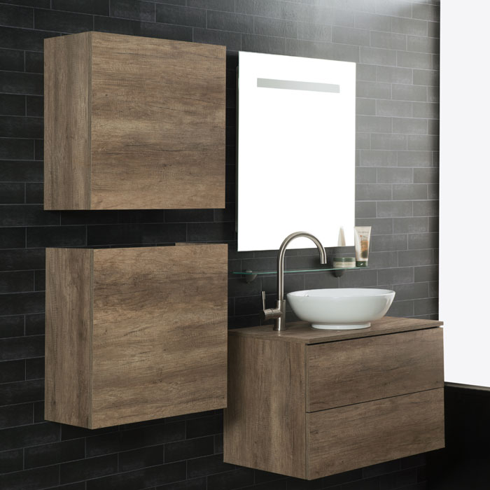 Arredo bagno sospeso Unika 80 Olmo Scuro