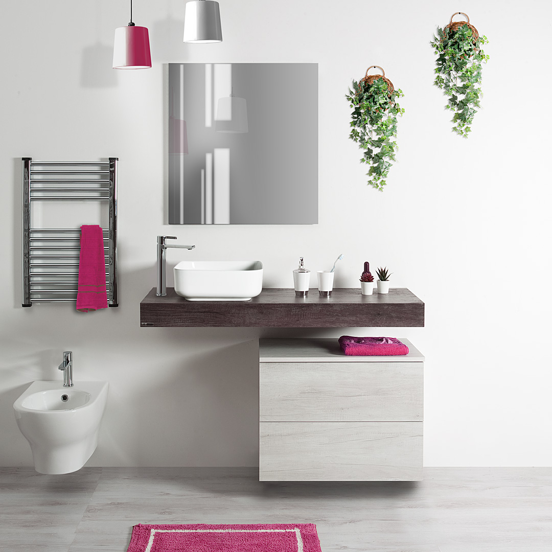 Mensola e Mobile Con Cassetti Sospesi Klara 120x46 Arredo Bagno Moderno