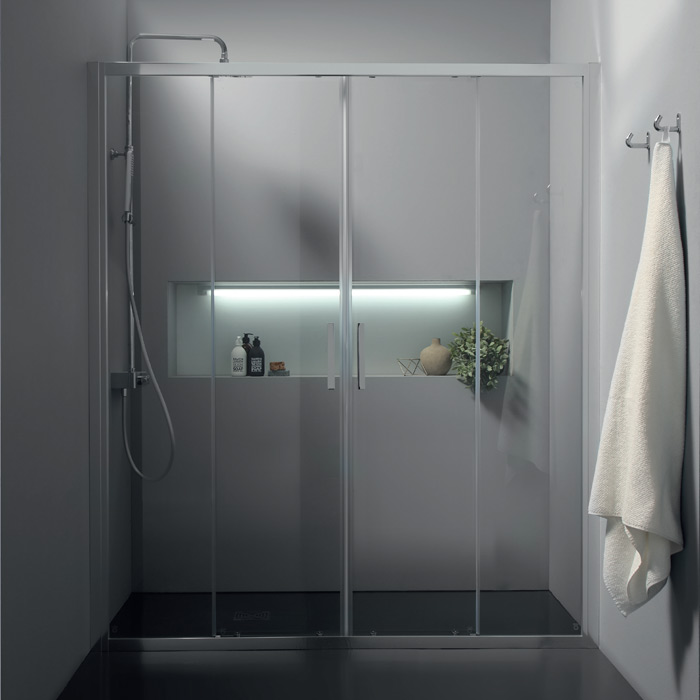 Porta doccia per nicchia a due ante battenti cm 105 in cristallo temperato  trasparente 6 mm