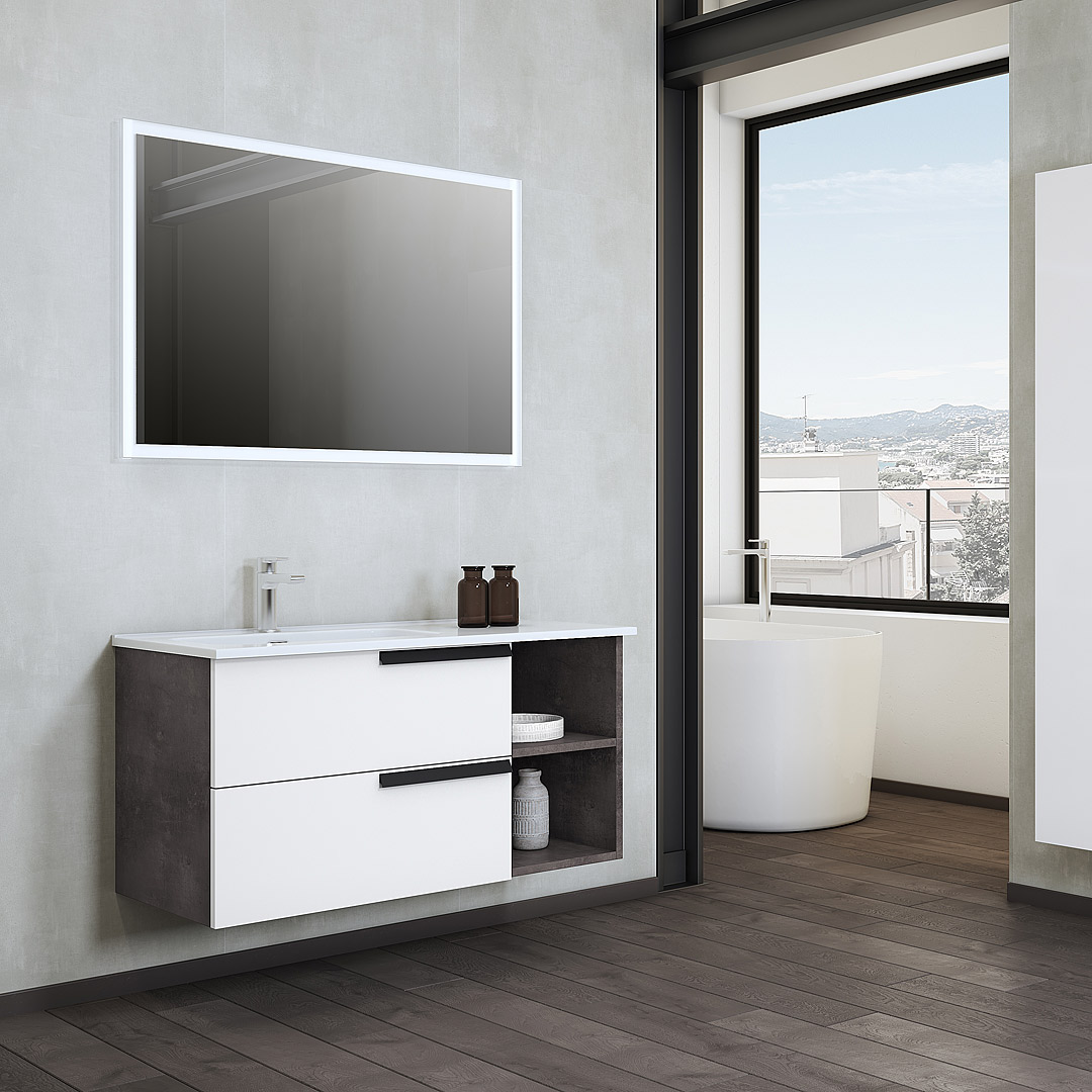 Mobile bagno sospeso Giava cm 100 con lavabo da appoggio