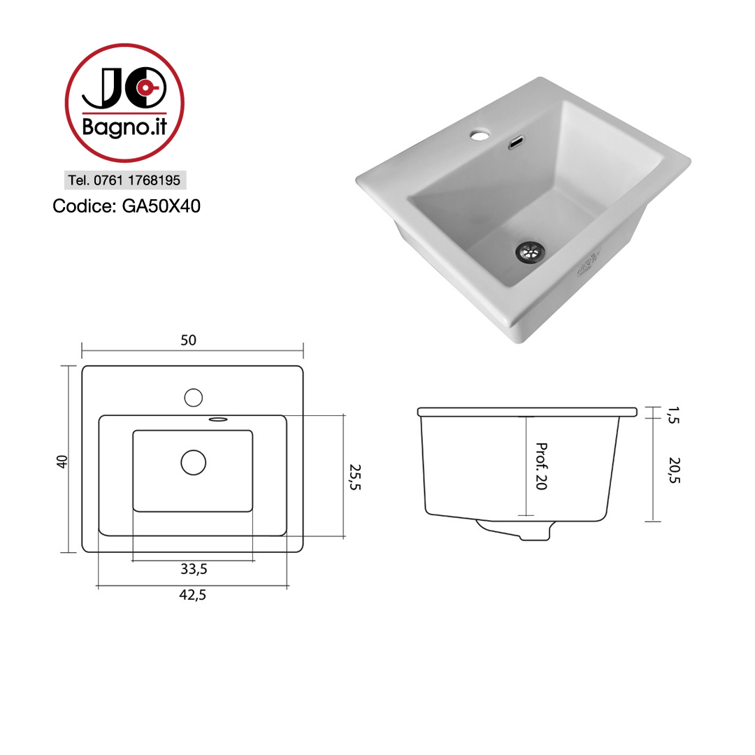 Lavatoio monoforo Colavene Vola in ceramica lavanderia 45x50 cm con piano  in legno