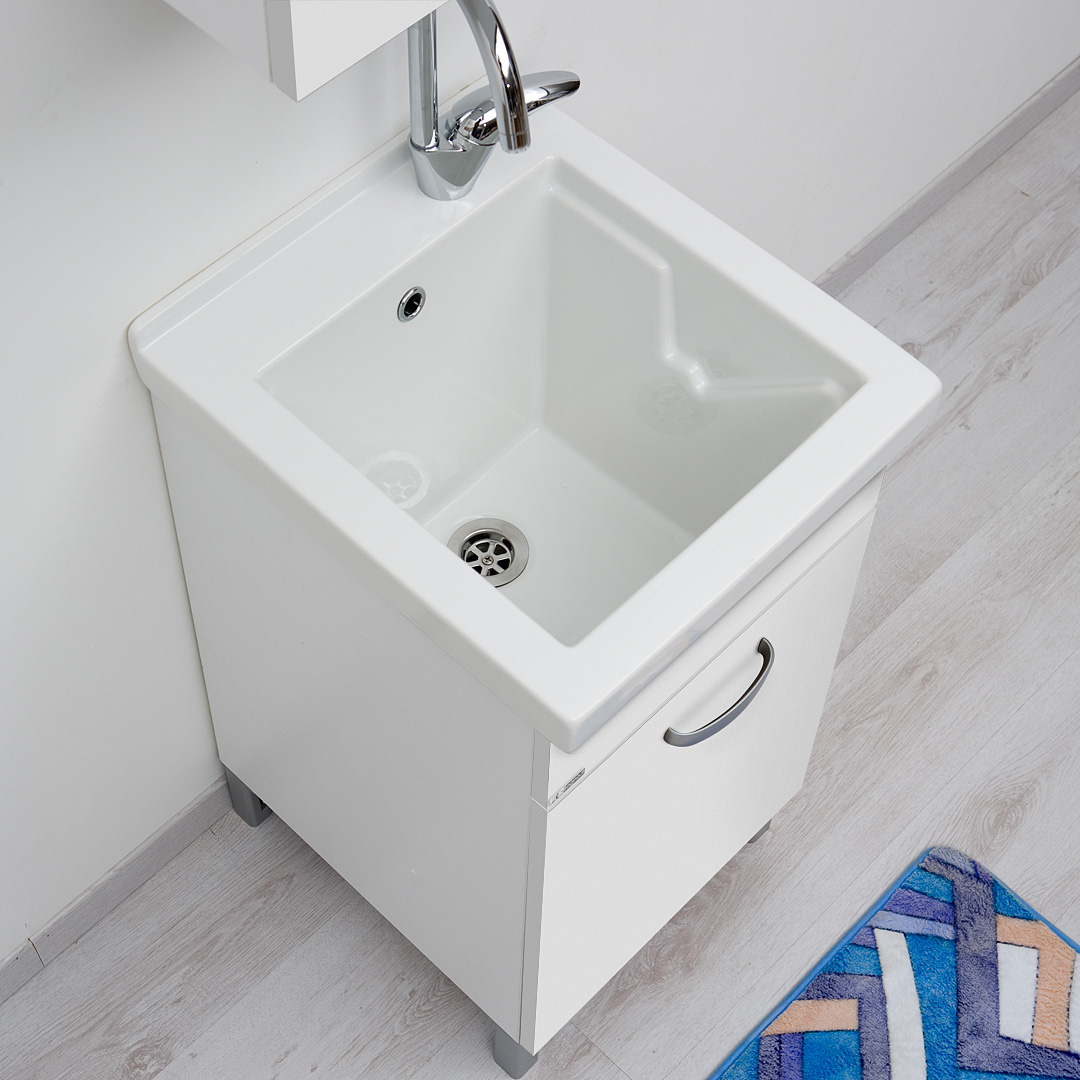 Mobile Lavatoio Ceramica 45x50 Tutta Vasca Domina Bianco