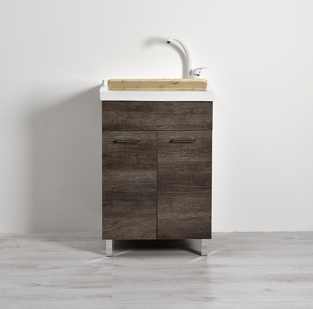 Jo-Bagno.it Mobile LAVATOIO Ceramica 60 x 50 x H 86 DOMINA Design Bianco  Incluso di PILETTA in Acciaio E SIFONE Pilozza Profonda 33 cm : :  Fai da te