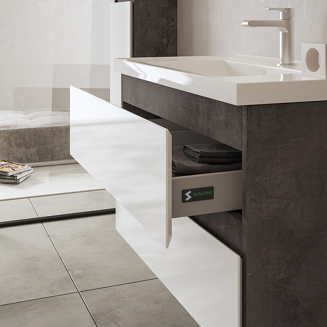 Mobile bagno moderno sospeso Grace4 60 cm incluso di lavabo, specchio e  lampada