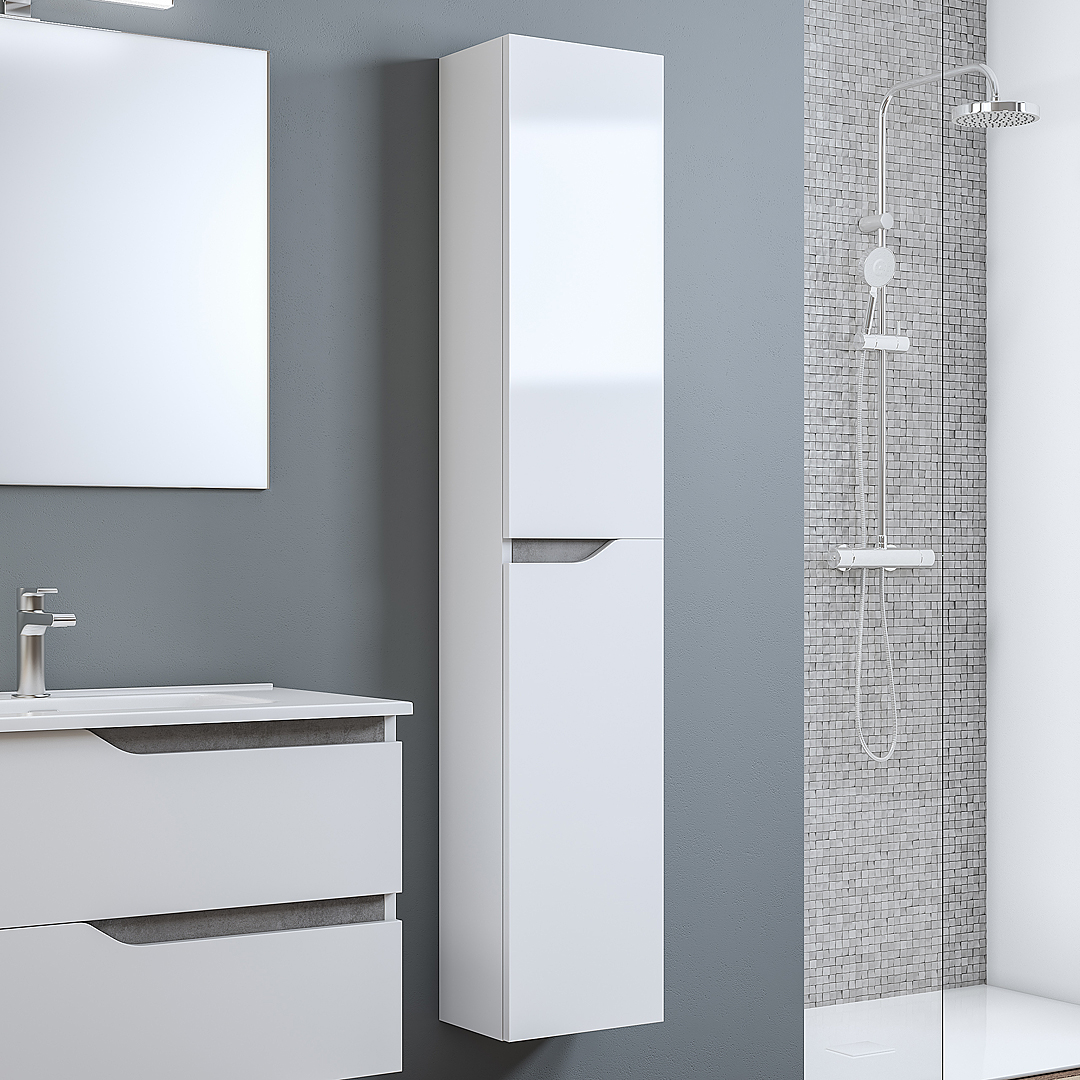 Arredo mobile bagno sospeso 80 cm con lavabo specchio pensile colonna ante  /038