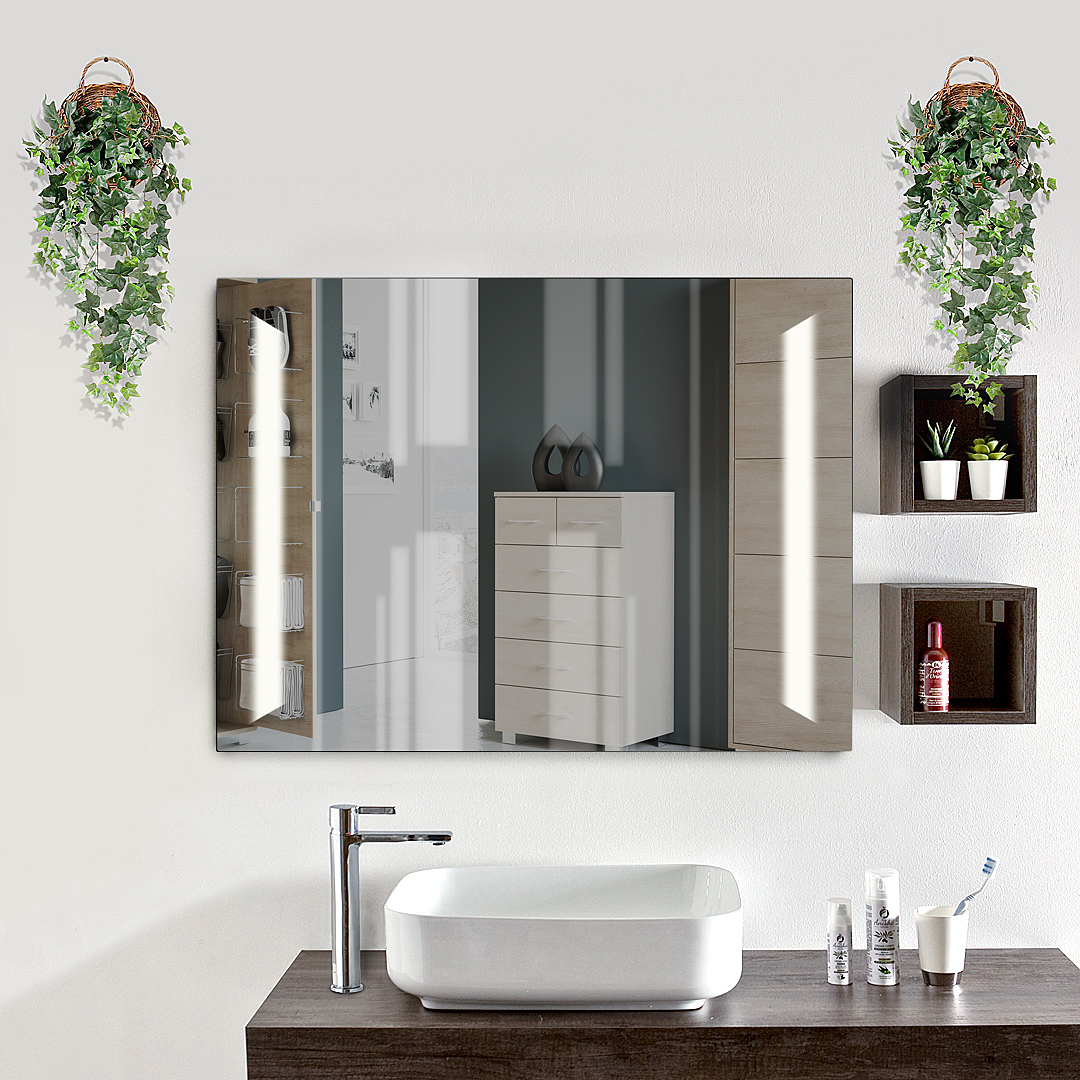 Mobile Bagno Sospeso 100 cm Bianco Lucido con Specchio con Lampada Led  Alice - Savini