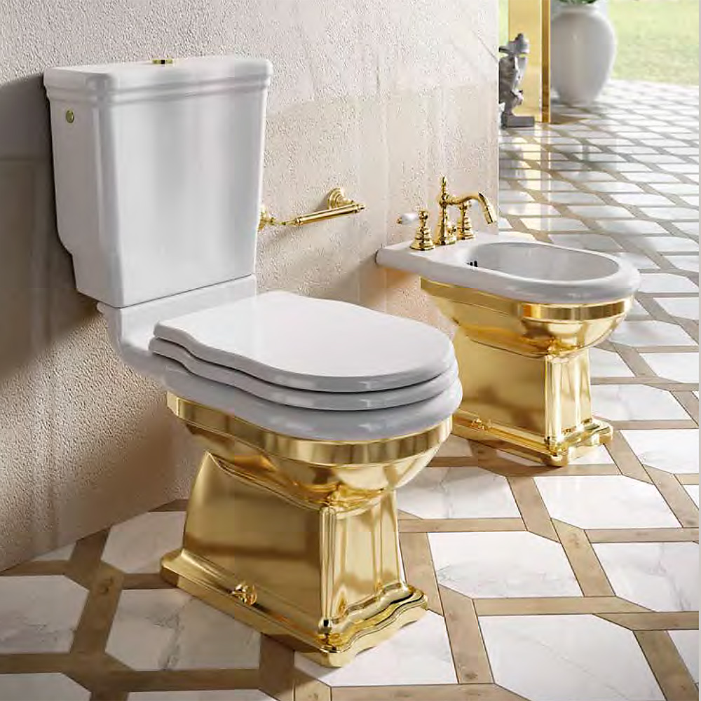 Sanitari monoblocco classici Wc e Bidet Ellade con cassetta di scarico