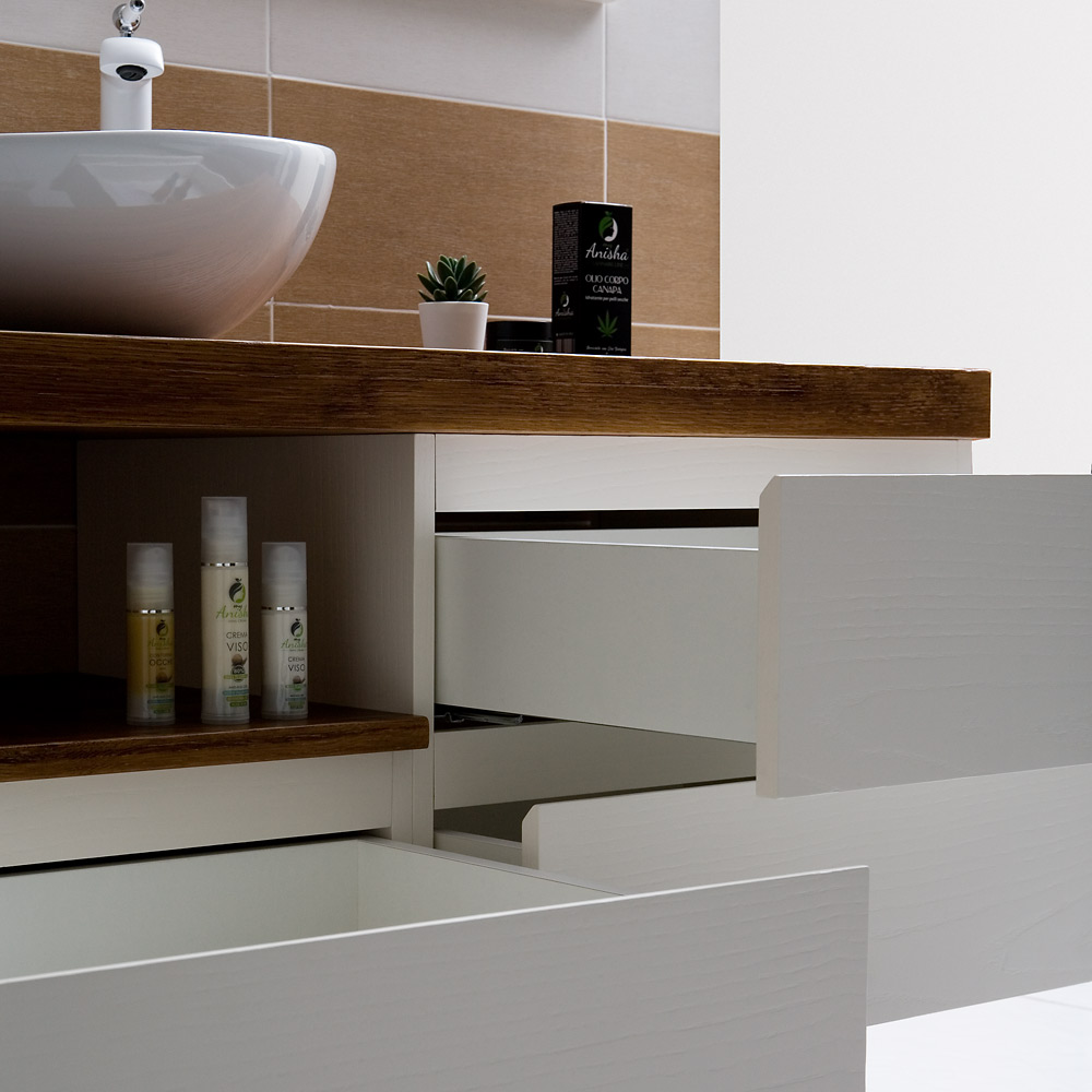 MENSOLA LAVABO IN LEGNO MASSELLO DESIGN PER BAGNO SU MISURA