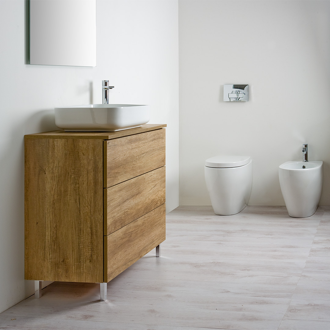 Mobile bagno a terra 70 / 80 / 100 con cassetti moderno Klara per lavabo da  appoggio