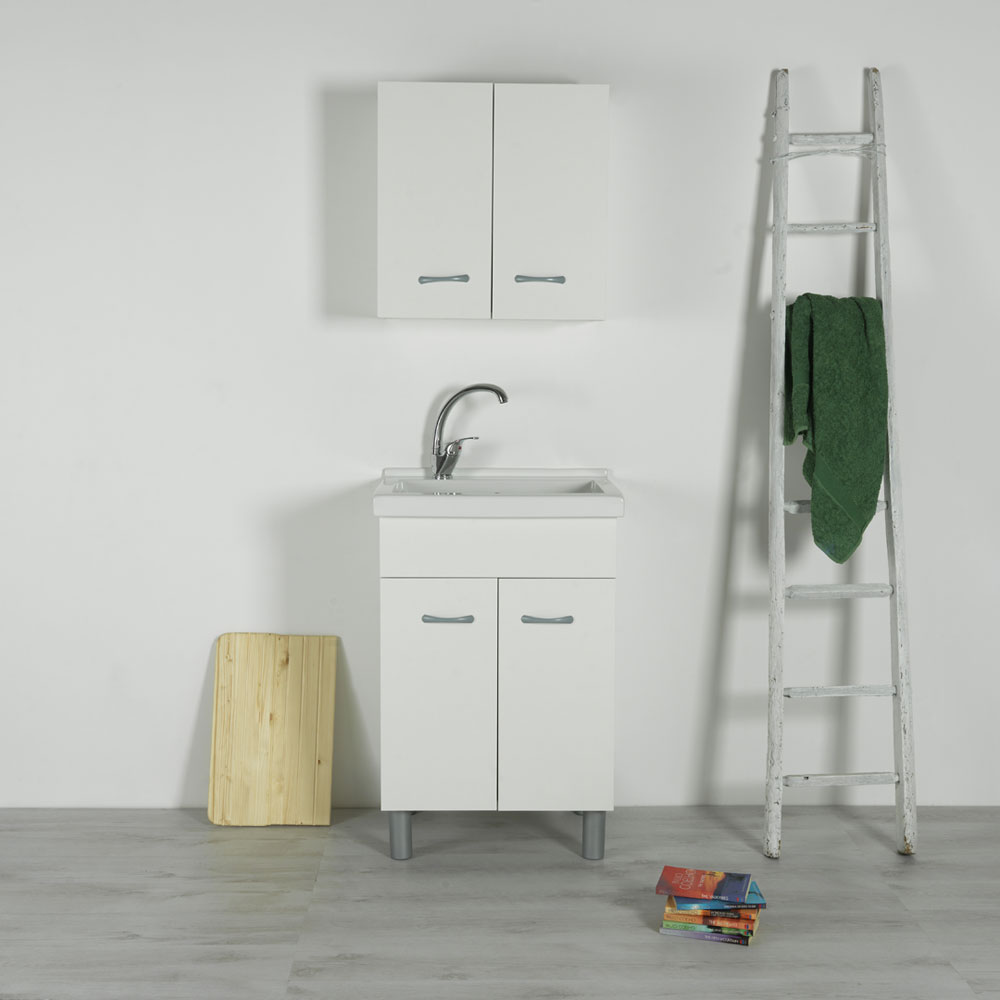 Lavatoio in Ceramica 60x50 con Mobile Bianco, Offerta con Prezzo OUTLET