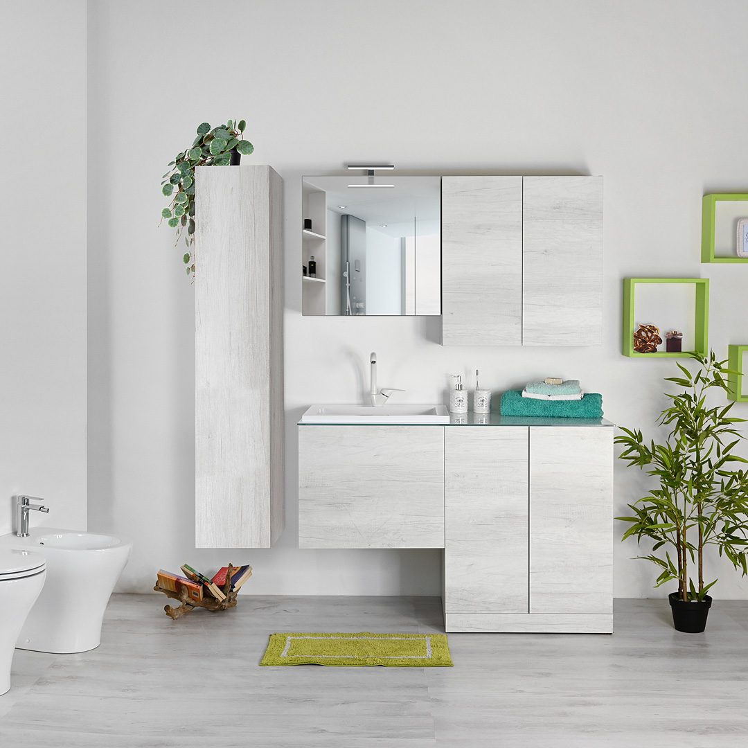 Mobile arredo lavanderia KLARA con lavabo combinato a doppia profondità