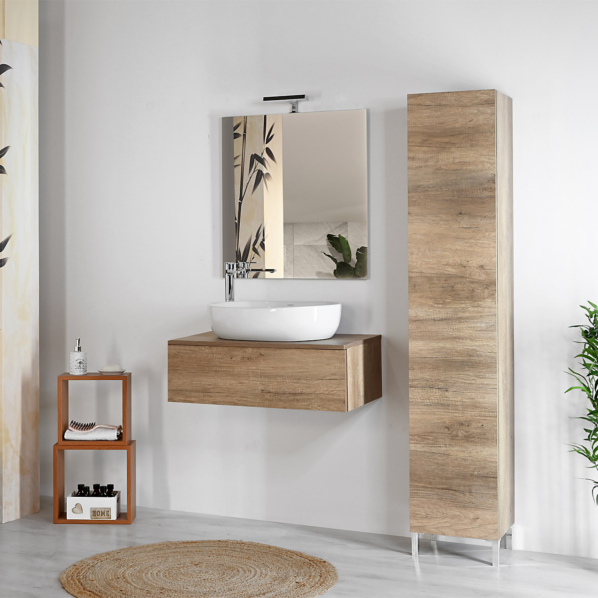 Mobile bagno cassettone sospeso 80 per lavabo da appoggio KLARA