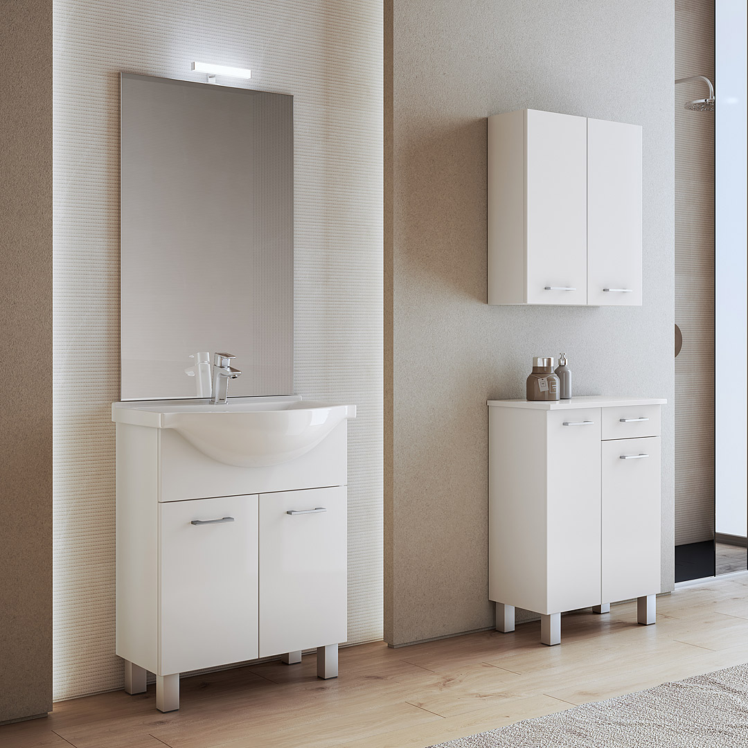 Mobile bagno sospeso 115 cm in metallo cromato con lavabo