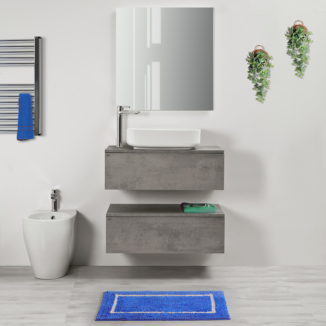 Mobile Bagno Completo Con Mensola e Lavabo Da Appoggio