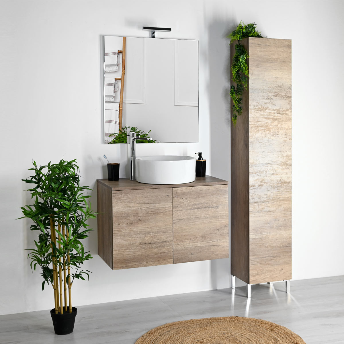 Mobile Bagno Profondità 40 cm Sospeso con Cassetti AURA Lunghezza 70, 80