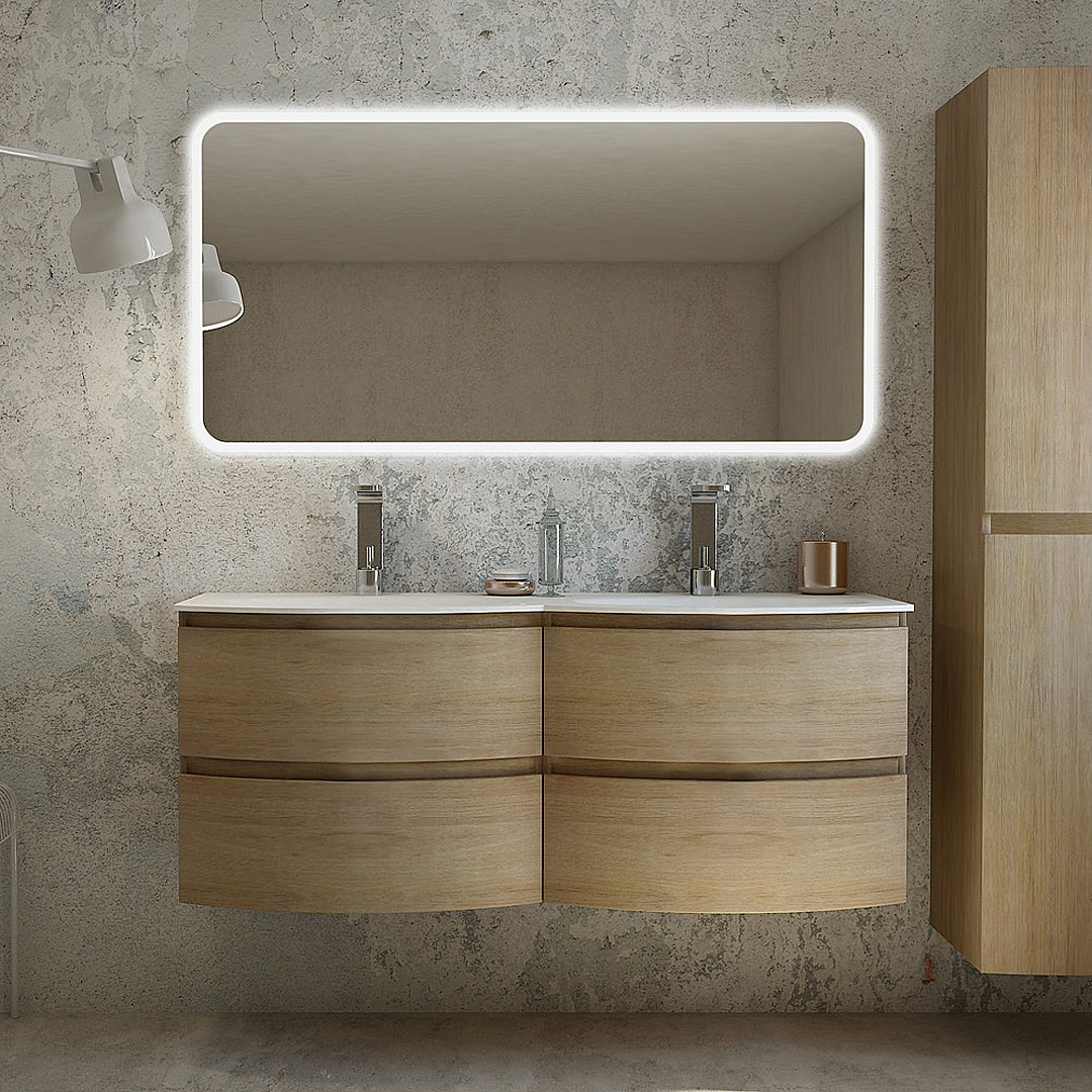 Mobile Bagno Sospeso 120cm con Doppio Lavabo