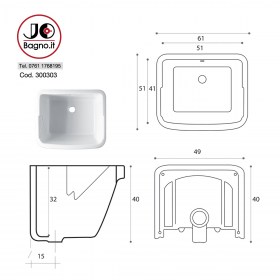 Vasca lavatoio 60x50 Lipari Tecnica