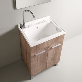 Mobile lavanderia 60x50 / 60x60 con vasca in Resina finitura Wood 