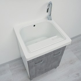 Mobile DOMINA Mix Cemento Bianco con lavatoio 60x60 / 60x50