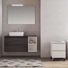 Composizione Cube3 90 / 110 cm con due cassetti Olmo Caffe/ Bianco lucido 