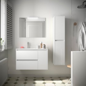 Mobile Bagno 120 Doppia Vasca Ceramica Bianco Lucido