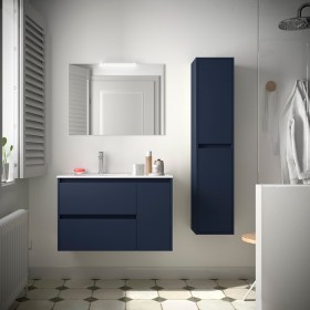 Mobile Bagno 85 Blu Satinato con Lavabo Decentrato NOYAN