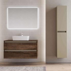 Mobile bagno sospeso 80 / 100 cm con Specchio e lavabo Cube1 finiture bicolore 