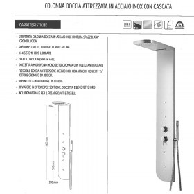 Colonna Doccia Attrezzata 150 x 20 Acciaio Inox con Cascata ATHOS disponibile in Versione Lucido