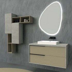 Mobile Bagno sospeso lavabo Semincasso Iside - Pietra e Tortora opaco