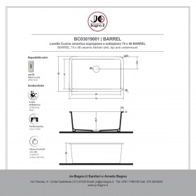 Lavello Cucina ceramica 74 x 48 BARREL Jo-Bagno.it - Tecnica