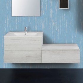 BAse sospesa bagno bianca 70 con lavabo in ceramica Unika