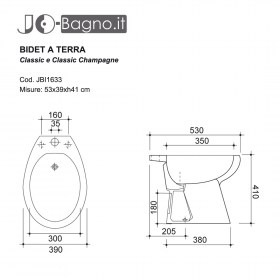 Bidet a terra in ceramica Classic Champagne