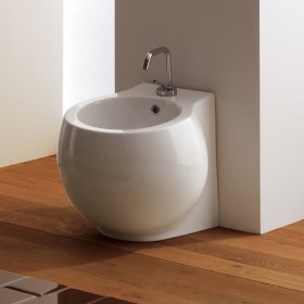 Bidet a terra Planet in ceramica bianca Scarabeo Ceramica