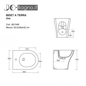 Bidet a terra filomuro Zeta tecnica scheda tecinca