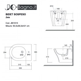 Bidet sospeso in ceramica Zeta tecnica