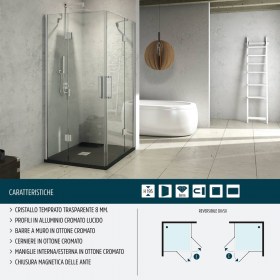 Cabina Doccia Angolare con due ante battenti in cristallo temperato 8 mm Ix-Box Shower