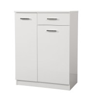 Base multiuso a terra 60x34 con anta e cassetti con maniglie in metallo cromate
