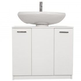 Arredo da bagno complemento copricolonna sottolavabo rovereto cm 70 bianco  grigio rovere chiaro 2 ante con ripiani