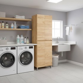 Colonna bagno a terra 60x24xh180 due ante sopra e sotto rovere