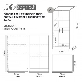 Colonna lavatrice-asciugatrice 70x70 Tecnica ante lunghe