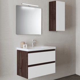 Mobile sottolavello bagno sospeso da 60 cm con specchio e lampada (COMBINAZIONE-1)