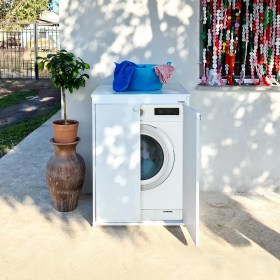 Mobile lavatoio con coprilavatrice 108x60 H.90 in resina adatto all'esterno