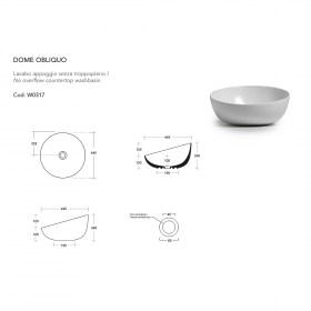 Tecnica lavabo da appoggio tondo Dome Ø44,5 cm obliquo